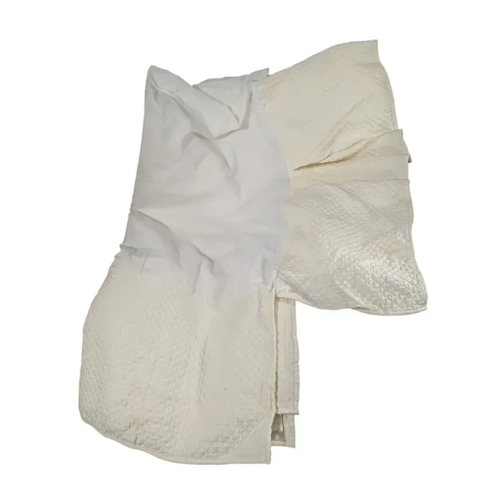 WEST POINT STEVENS! SET! SUPERB CREAM MINI WAFFLED DUVET COVER & BEDSKIRT! FL/QN
